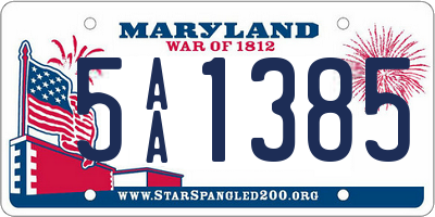 MD license plate 5AA1385