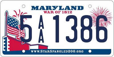 MD license plate 5AA1386