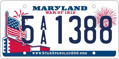 MD license plate 5AA1388