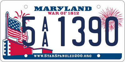 MD license plate 5AA1390