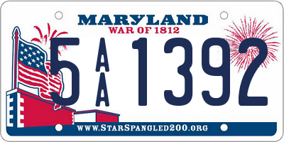 MD license plate 5AA1392