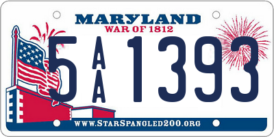 MD license plate 5AA1393