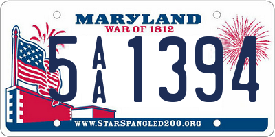 MD license plate 5AA1394