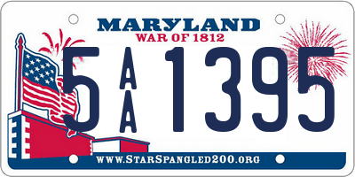 MD license plate 5AA1395