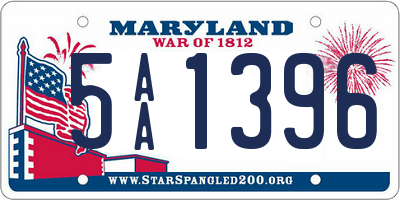 MD license plate 5AA1396