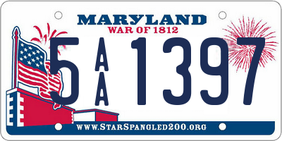 MD license plate 5AA1397