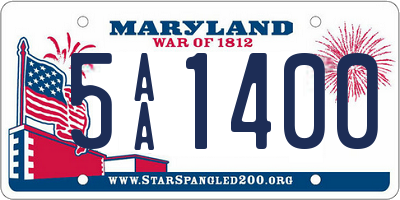 MD license plate 5AA1400