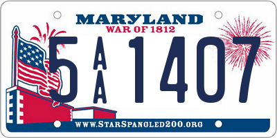 MD license plate 5AA1407