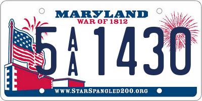 MD license plate 5AA1430