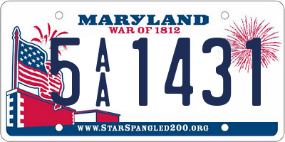 MD license plate 5AA1431