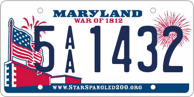 MD license plate 5AA1432