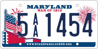 MD license plate 5AA1454
