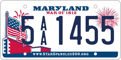 MD license plate 5AA1455