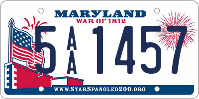 MD license plate 5AA1457