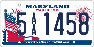 MD license plate 5AA1458