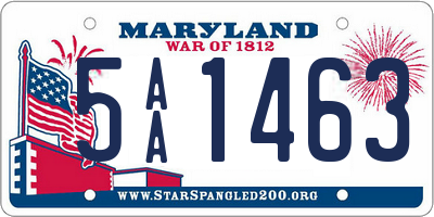 MD license plate 5AA1463