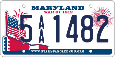 MD license plate 5AA1482