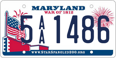 MD license plate 5AA1486