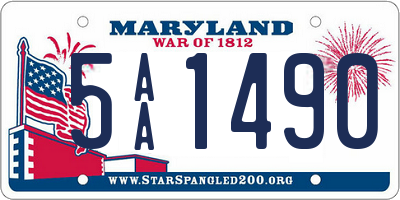 MD license plate 5AA1490