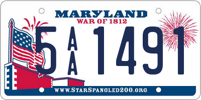 MD license plate 5AA1491