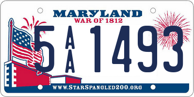 MD license plate 5AA1493