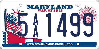 MD license plate 5AA1499
