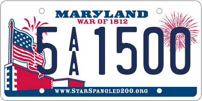 MD license plate 5AA1500