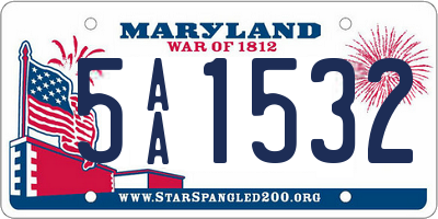 MD license plate 5AA1532