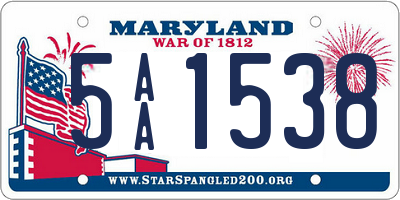 MD license plate 5AA1538