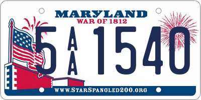 MD license plate 5AA1540