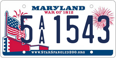 MD license plate 5AA1543