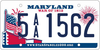 MD license plate 5AA1562