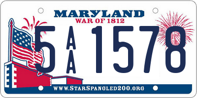 MD license plate 5AA1578