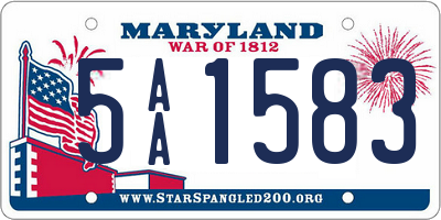 MD license plate 5AA1583