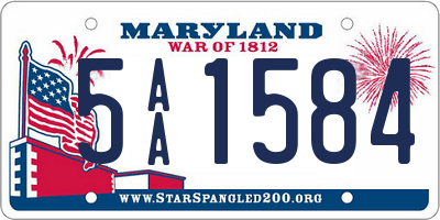 MD license plate 5AA1584