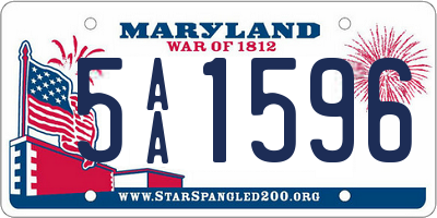 MD license plate 5AA1596