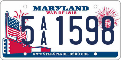 MD license plate 5AA1598