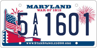 MD license plate 5AA1601