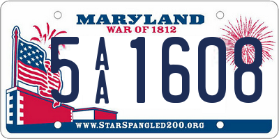 MD license plate 5AA1608