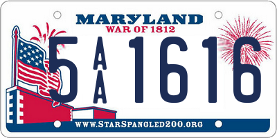 MD license plate 5AA1616