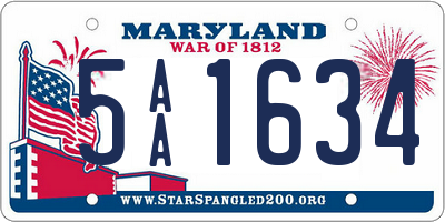 MD license plate 5AA1634