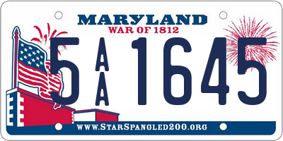 MD license plate 5AA1645