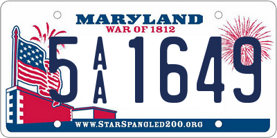 MD license plate 5AA1649