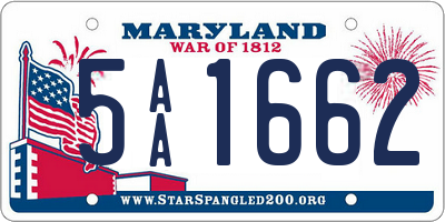 MD license plate 5AA1662