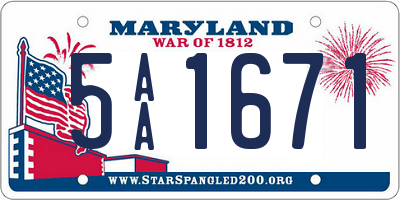 MD license plate 5AA1671