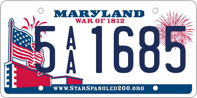 MD license plate 5AA1685