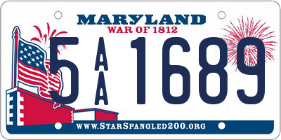 MD license plate 5AA1689