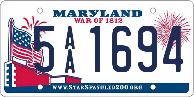 MD license plate 5AA1694