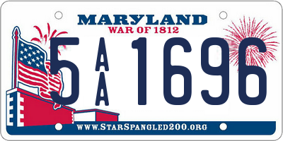 MD license plate 5AA1696