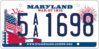 MD license plate 5AA1698